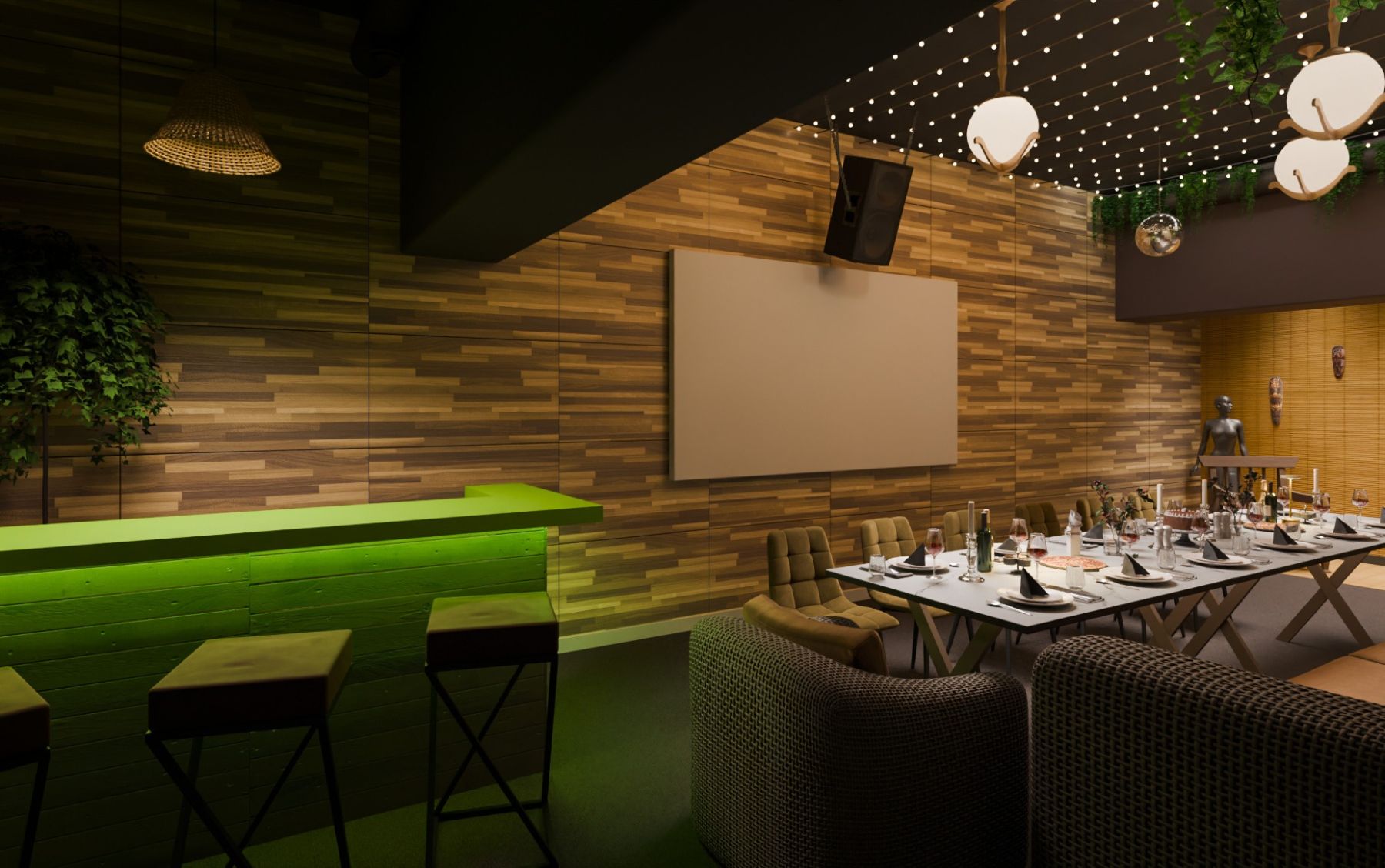 Тропический лофт с уютной лаундж-зоной