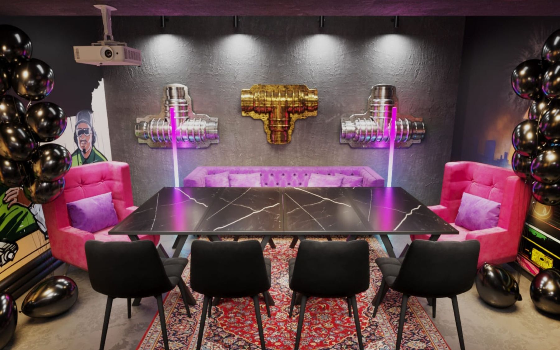 Лофт GTA с неоновой подсветкой