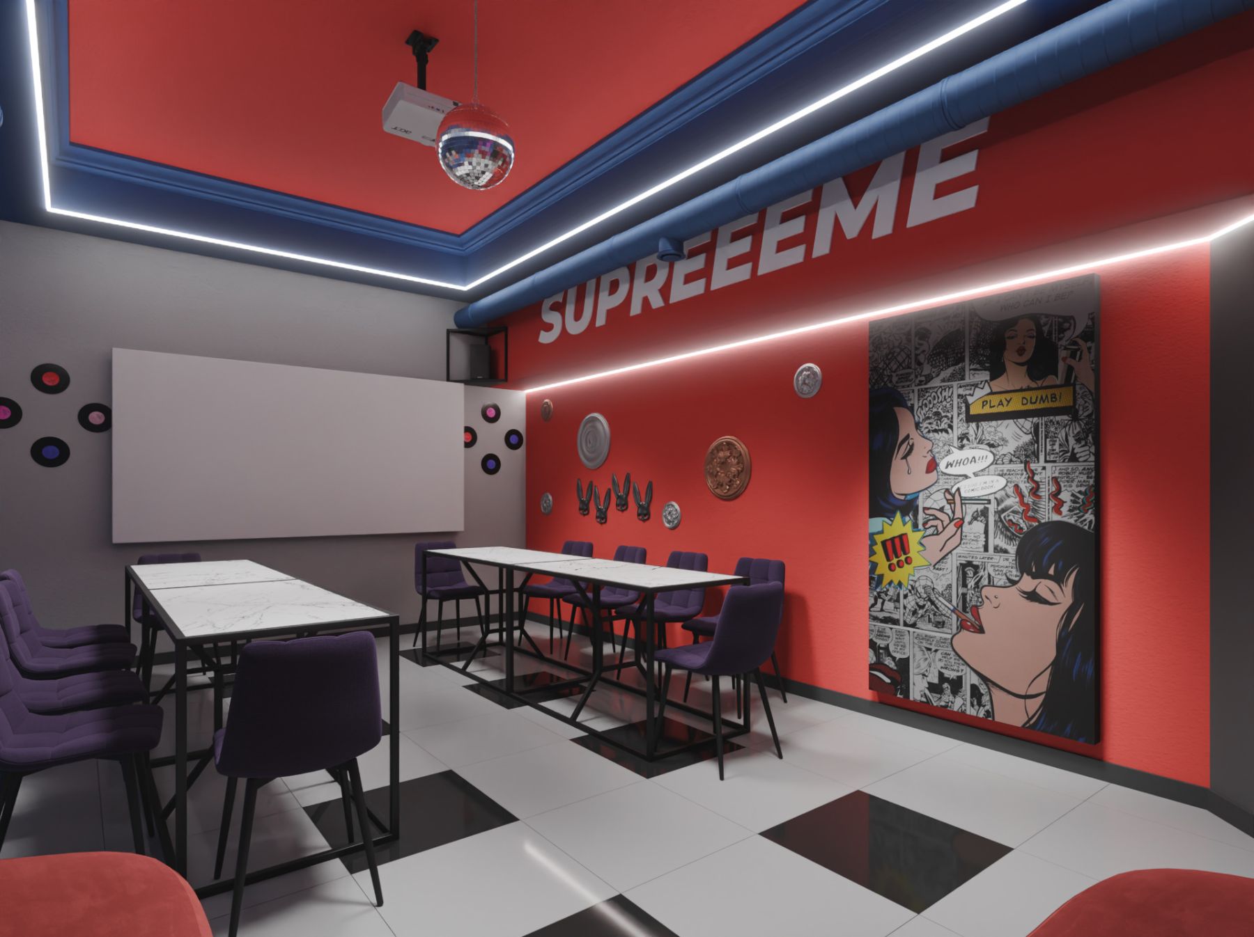 Лаундж-зона в лофте с мягкой мебелью