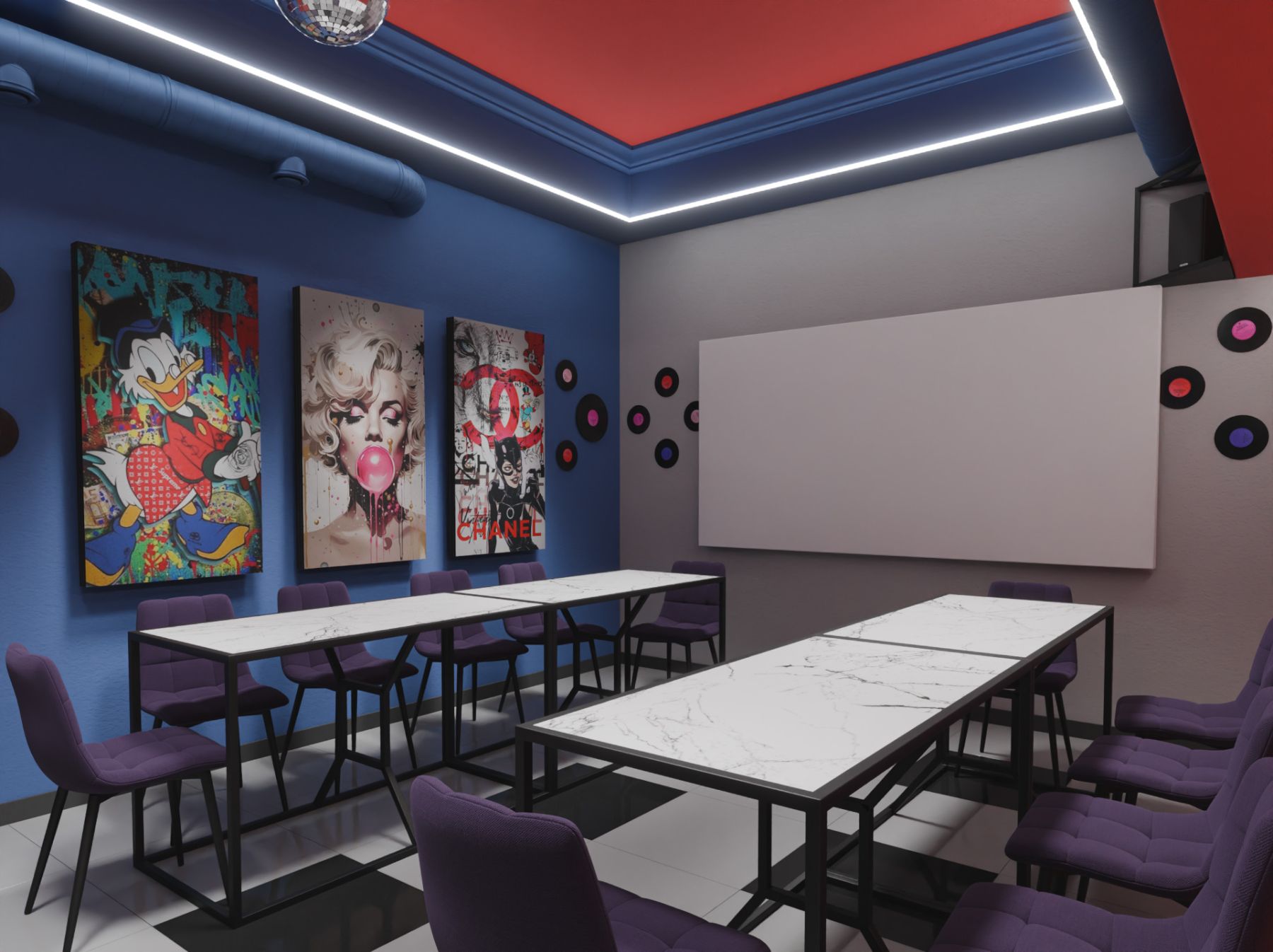 Караоке-зона в лофте с мультимедийной системой