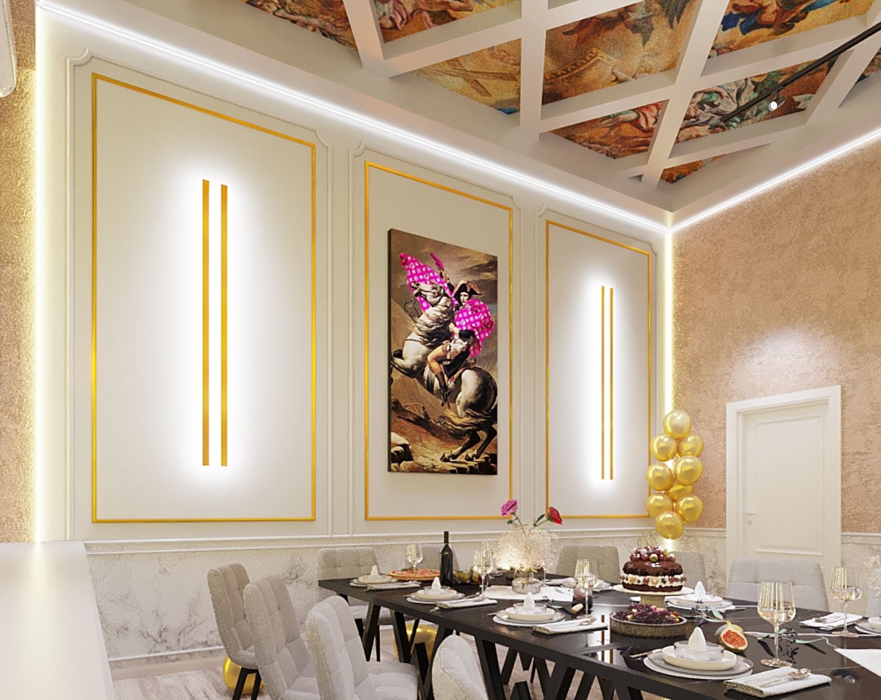 Уютная лаундж-зона в лофте Необарокко