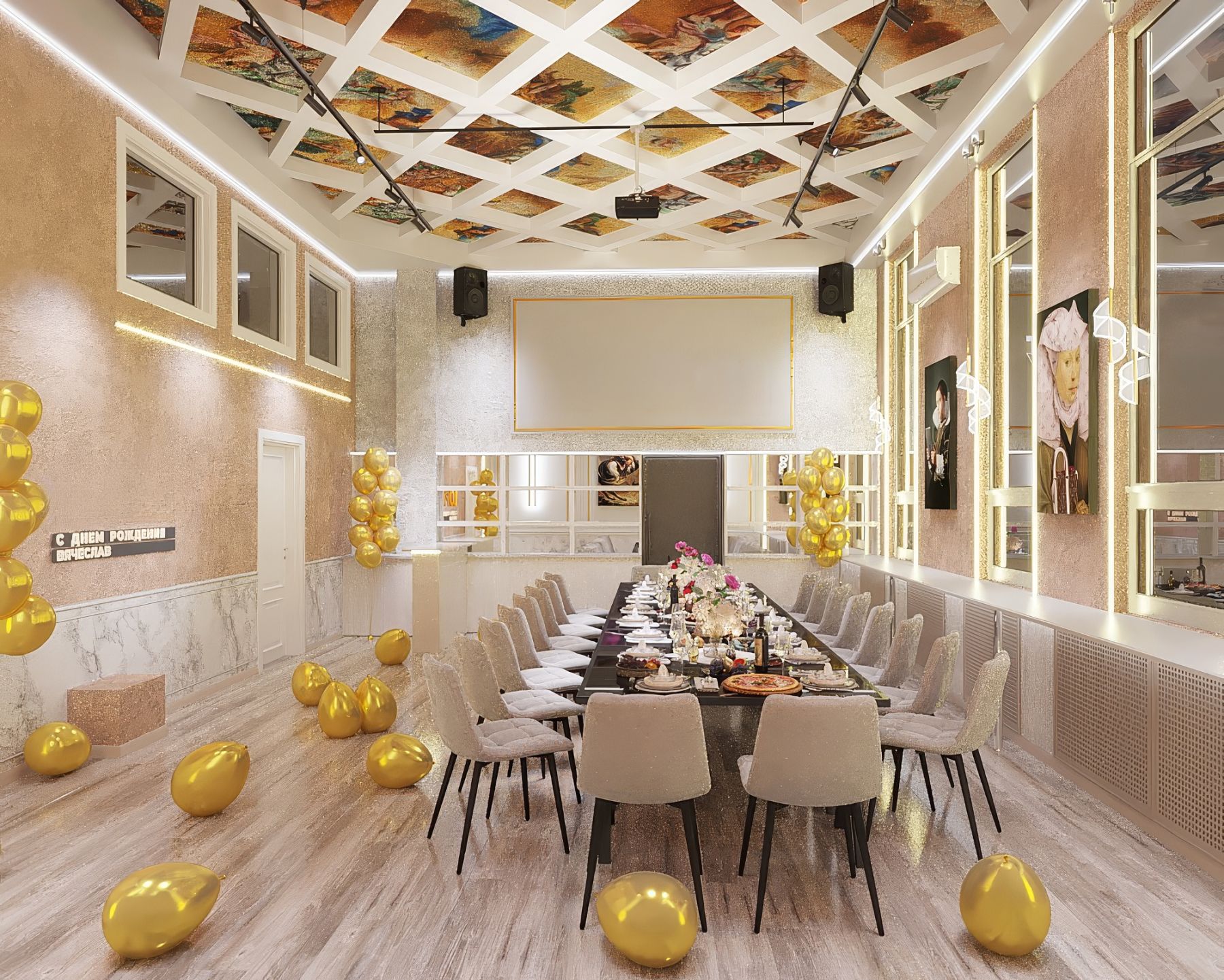 Проектор и музыкальная колонка в лофте