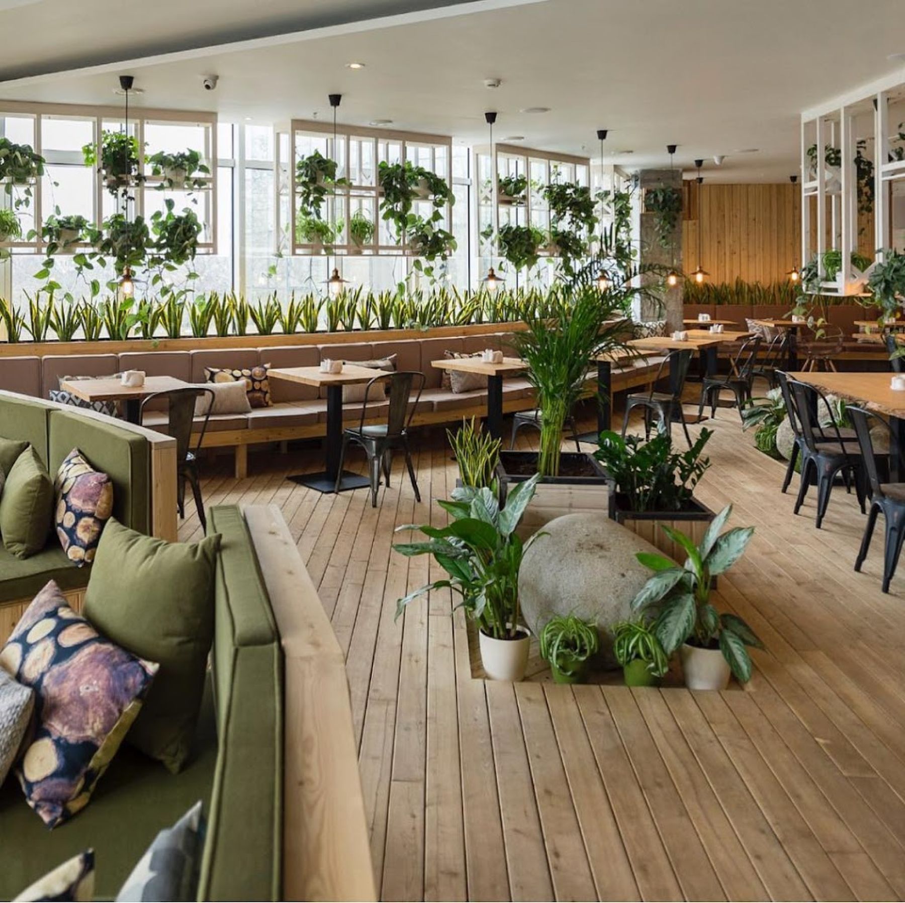 Уютный зал Зеленого Кафе для мероприятий