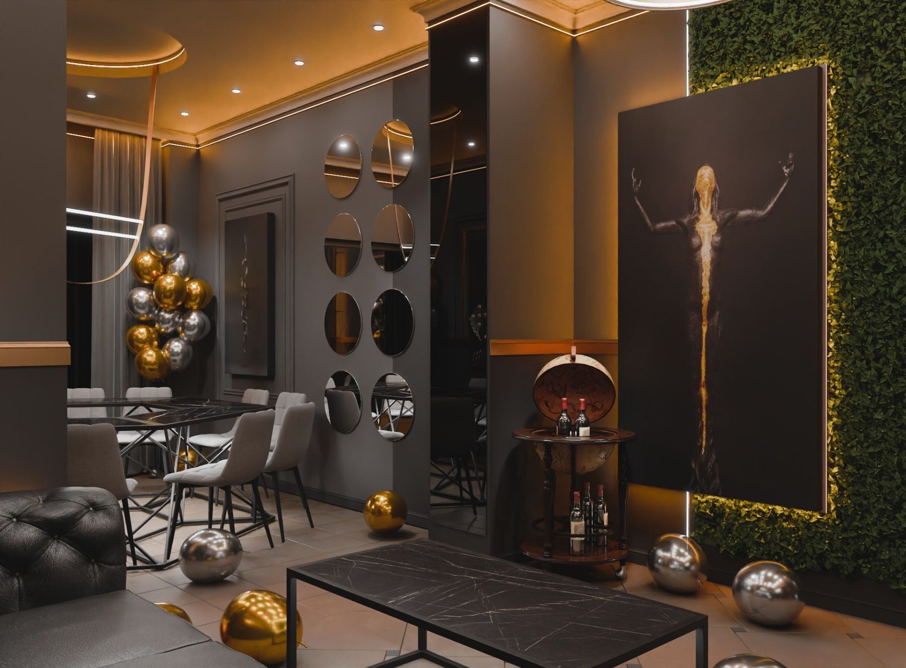 Интерьер лофта с панорамными окнами