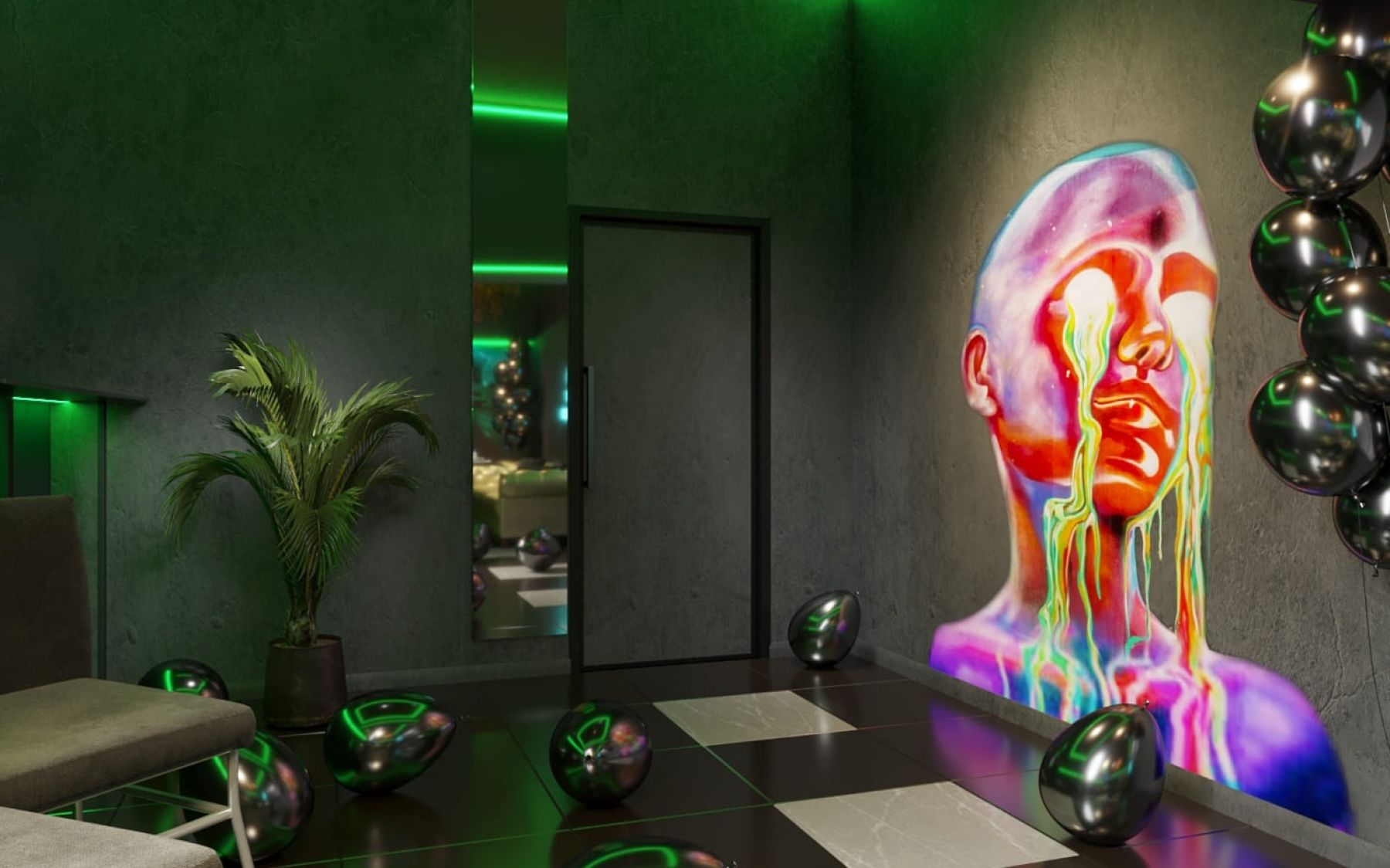 Лофт Disco Spa - интерьер с неоновой подсветкой