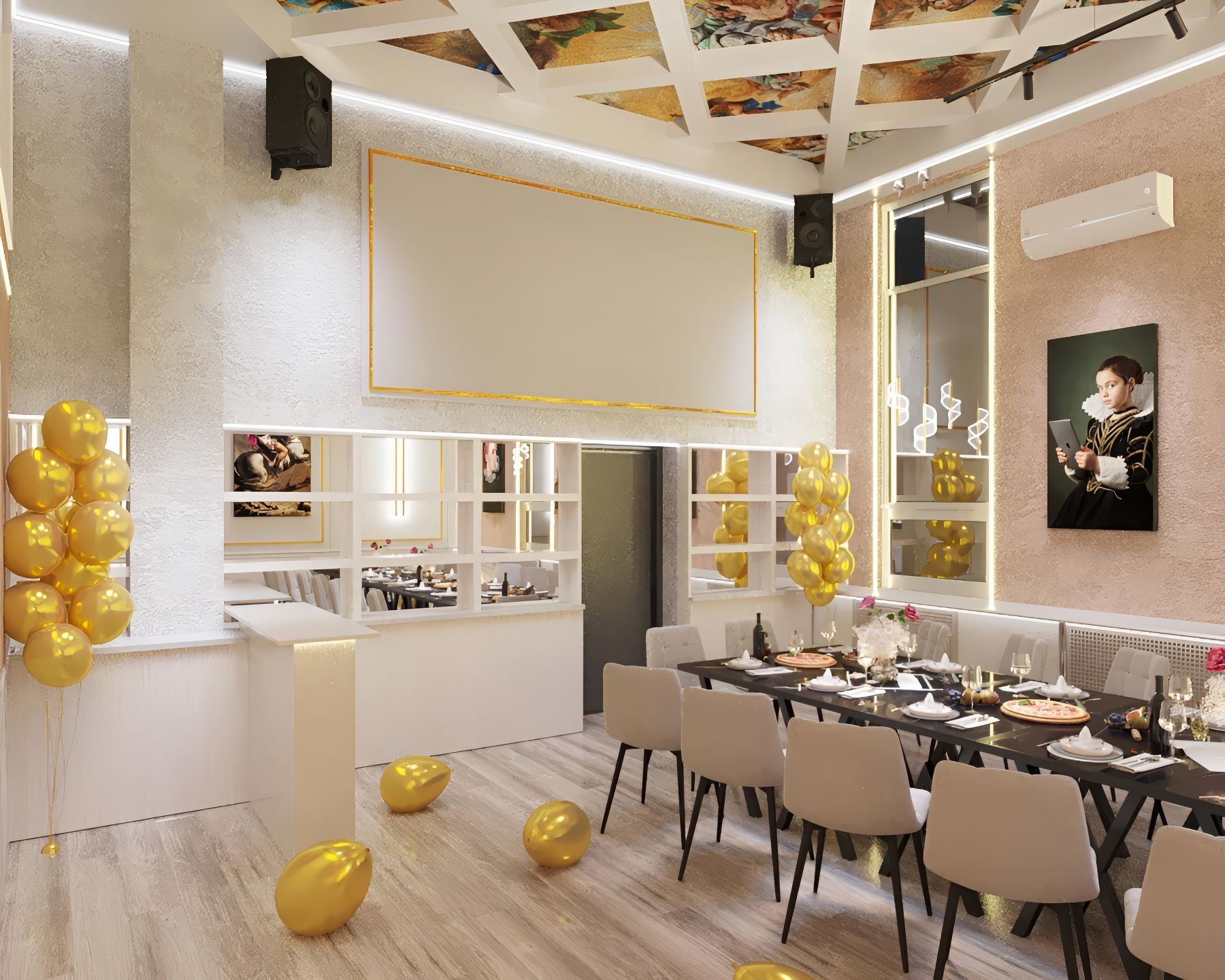 Лаундж-зона в лофте для вечеринок