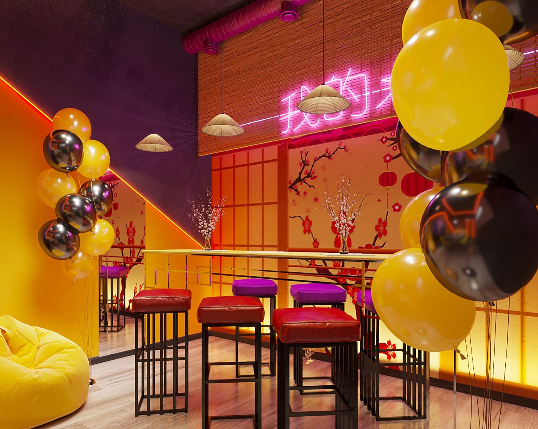 Барная стойка в лофте Якудза