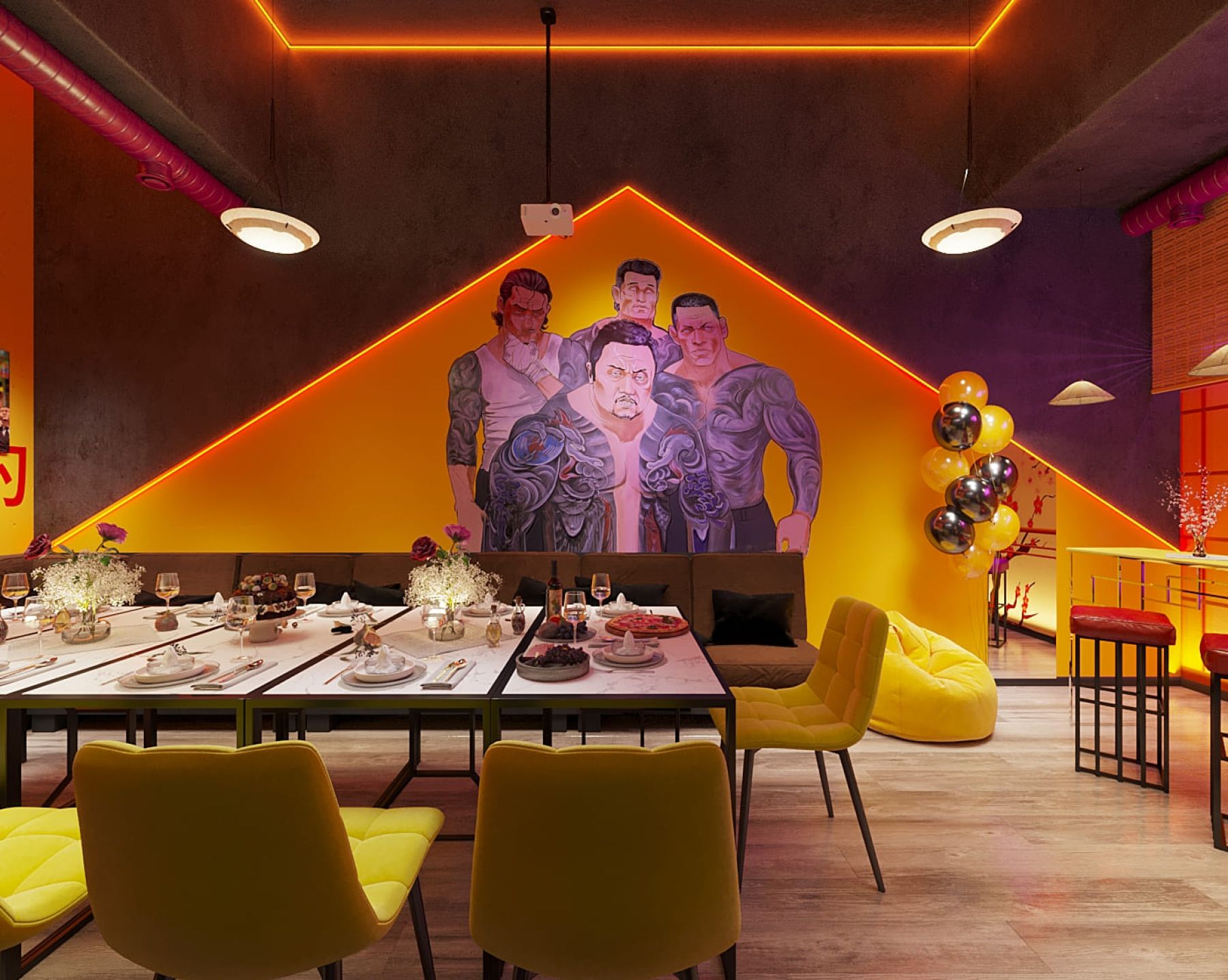 Танцевальная зона в лофте Якудза