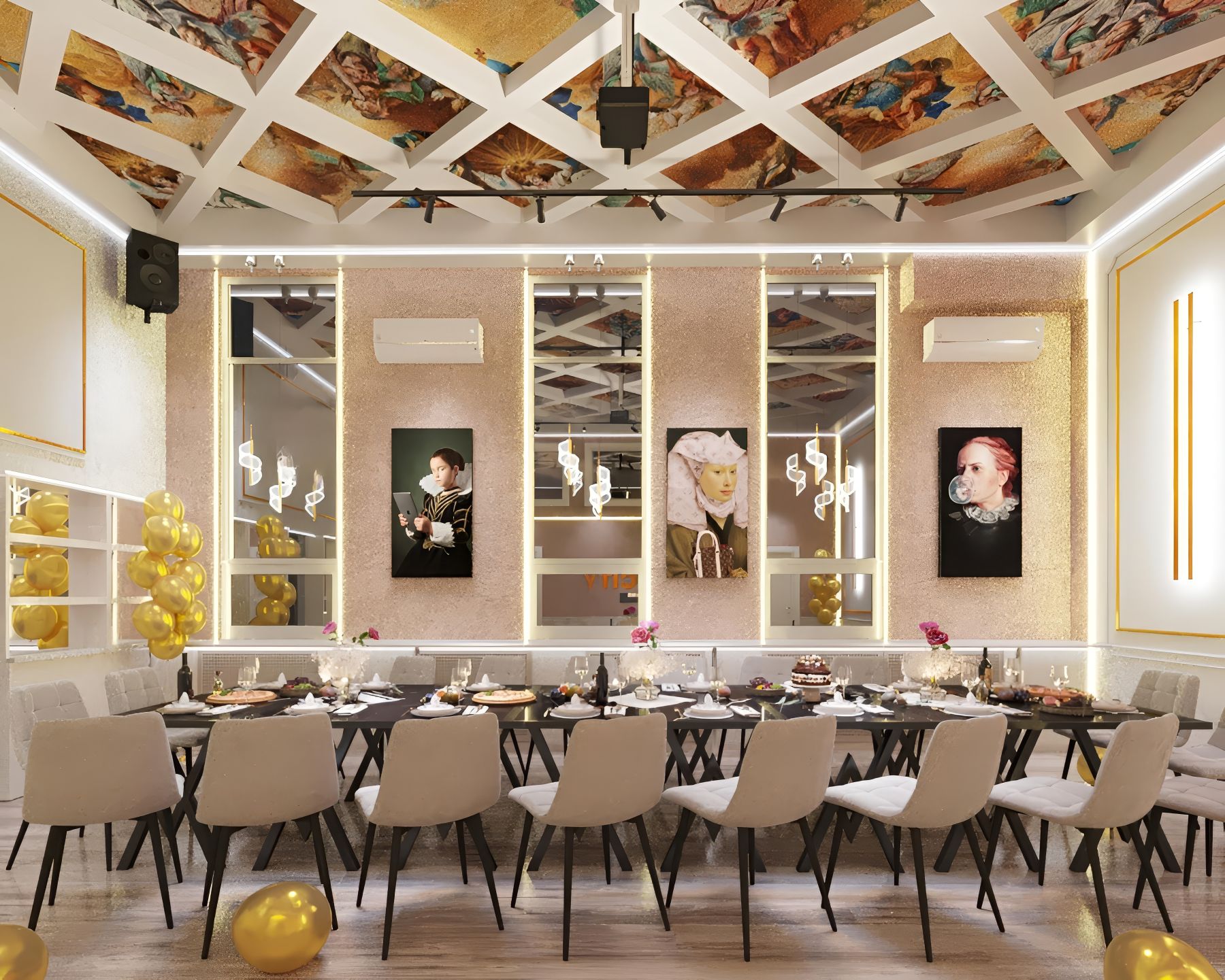 Интерьер лофта с неоновой подсветкой