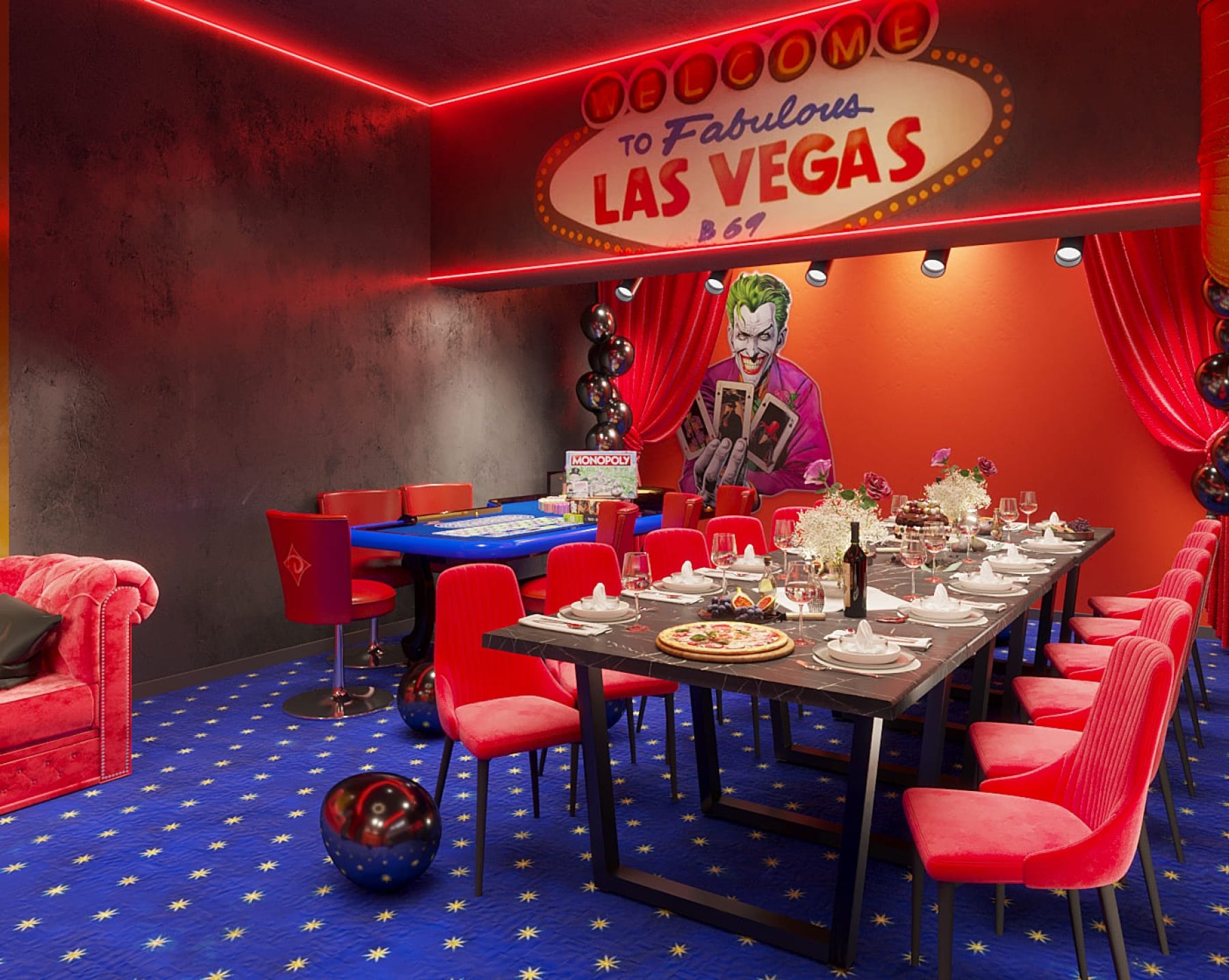 Лаундж-зона лофта с мягкой мебелью