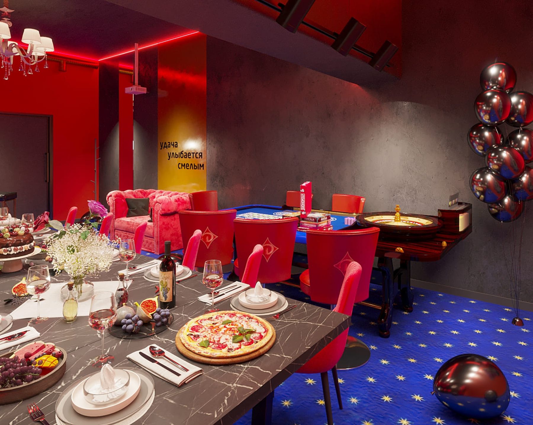 Барная стойка в лофте в стиле казино