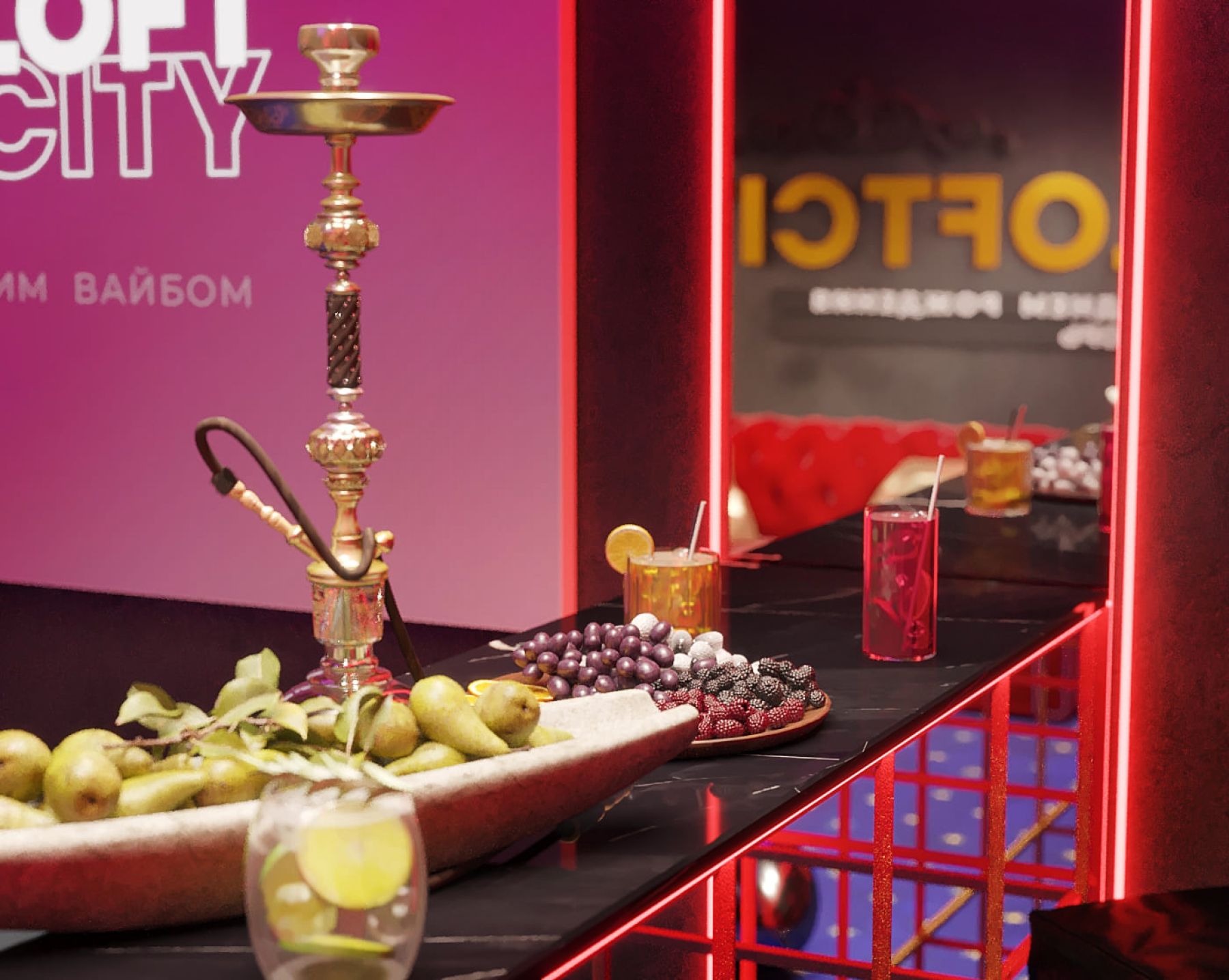 Танцевальная зона лофта с проектором