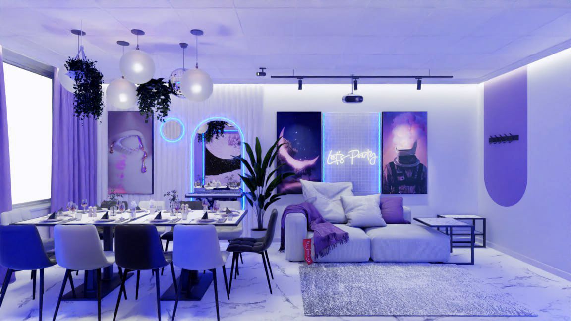 Интерьер лофта с панорамными окнами