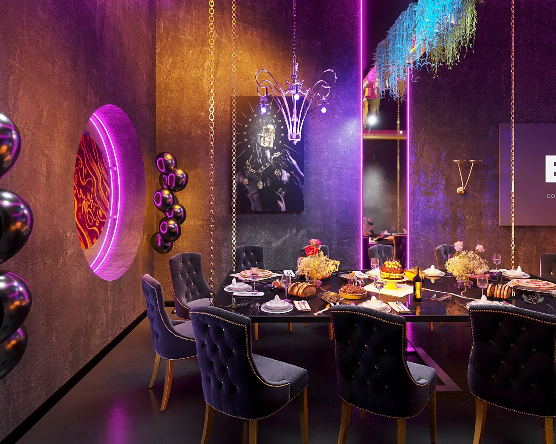 Лаундж-зона в лофте Черный Антик