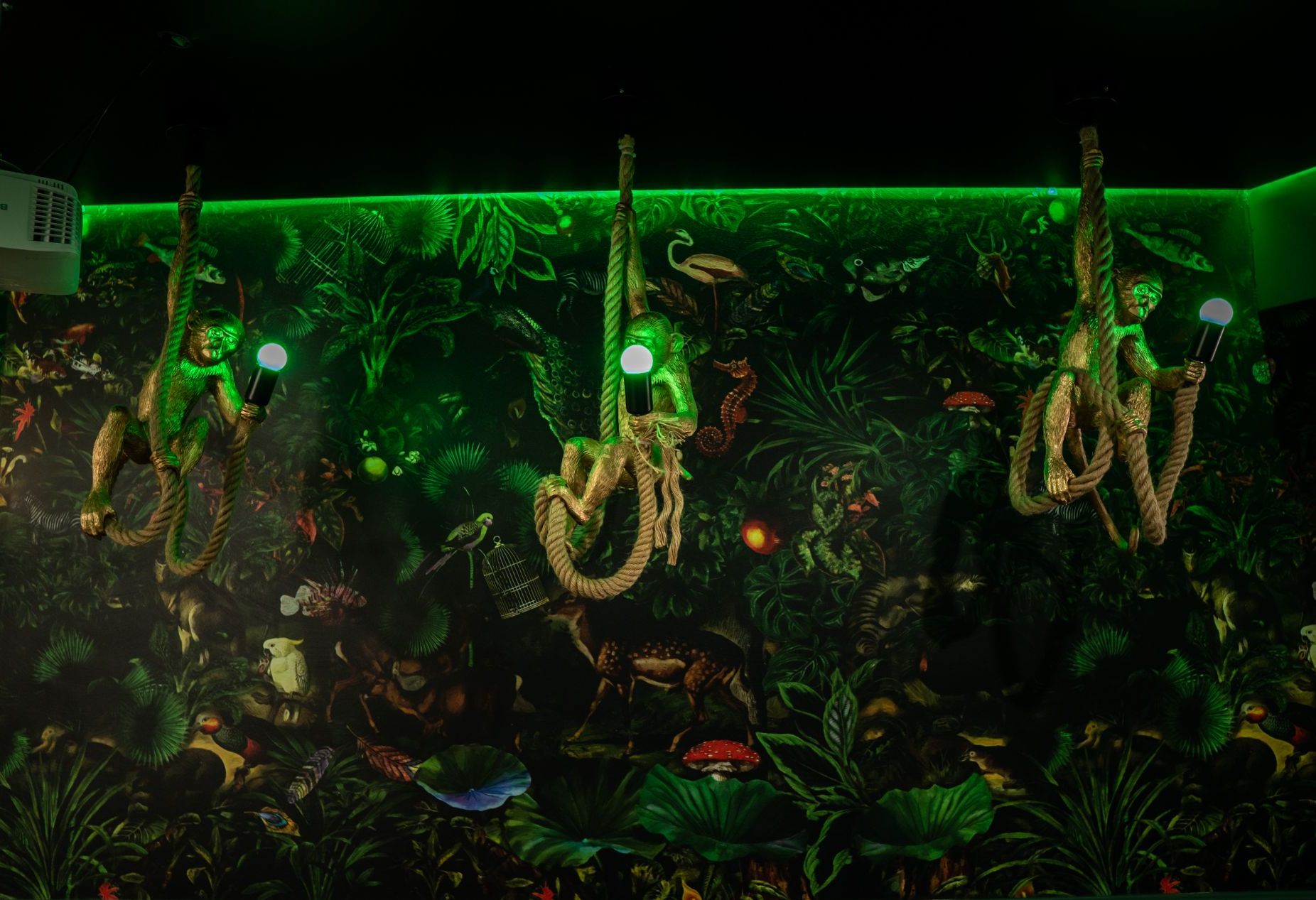 Интерьер караоке-лофта в стиле джунглей