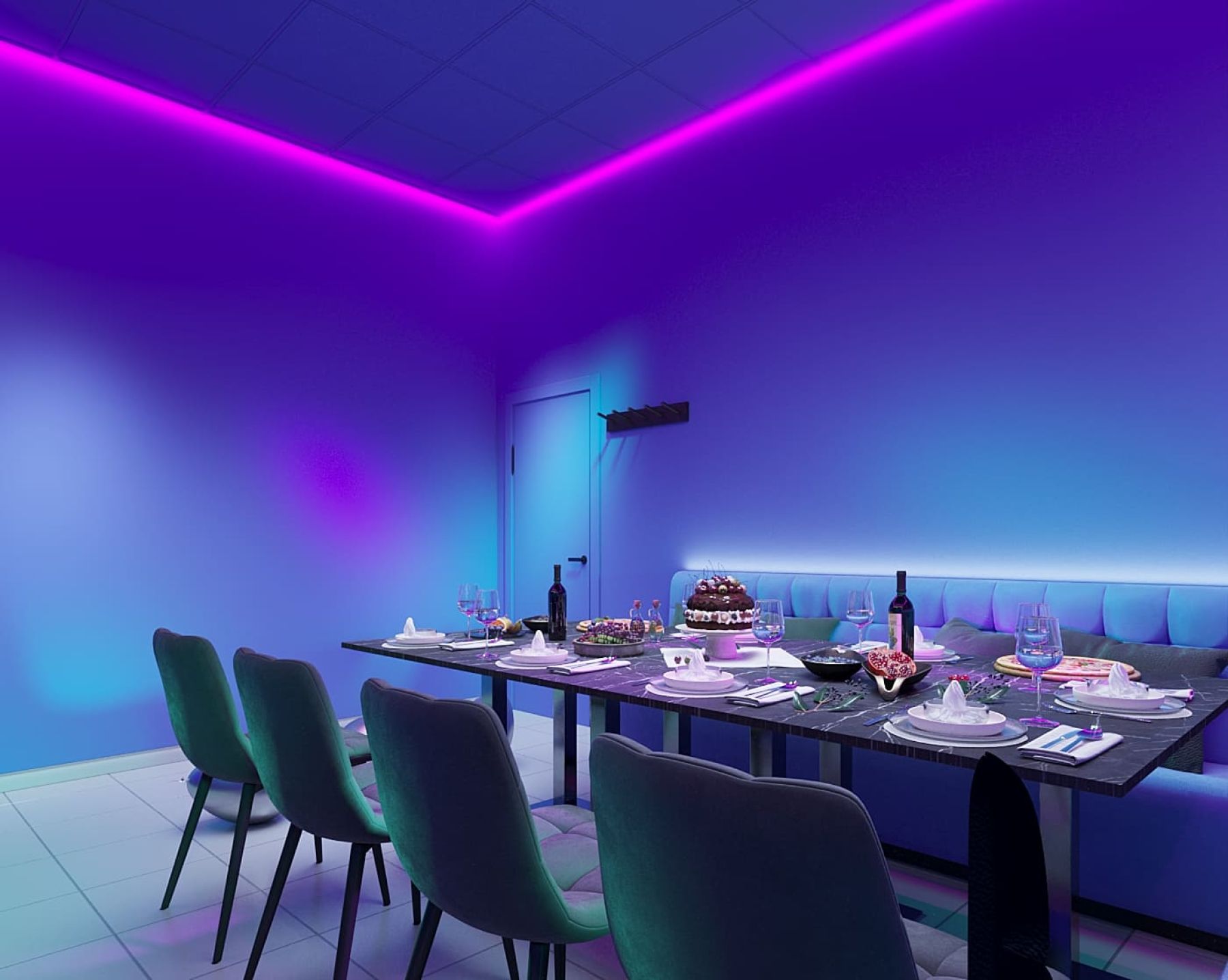 Неоновая подсветка в лофте Акира