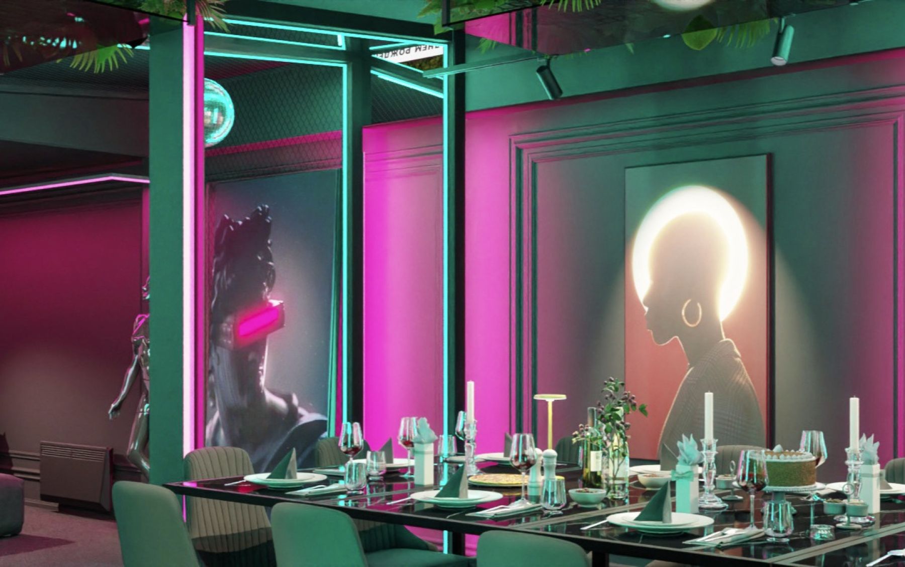 Лофт в стиле киберпанк с неоновой подсветкой