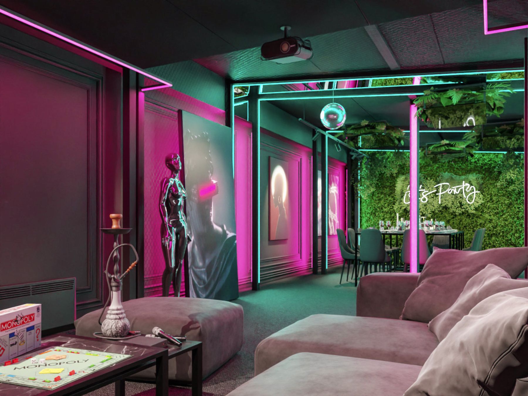 Фотозона в киберпанковском лофте