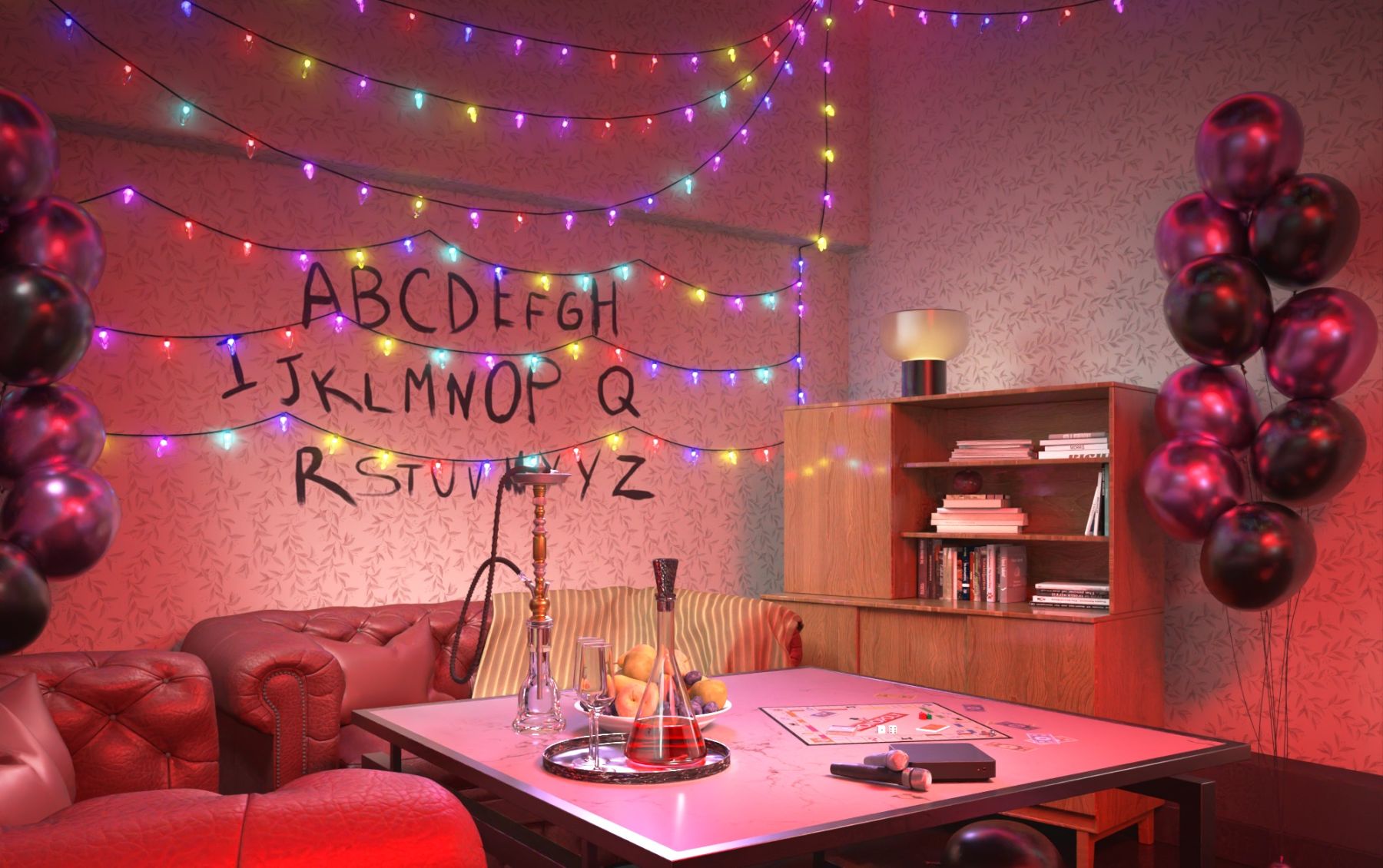 Лофт «Очень странные дела» - интерьер с неоновым освещением