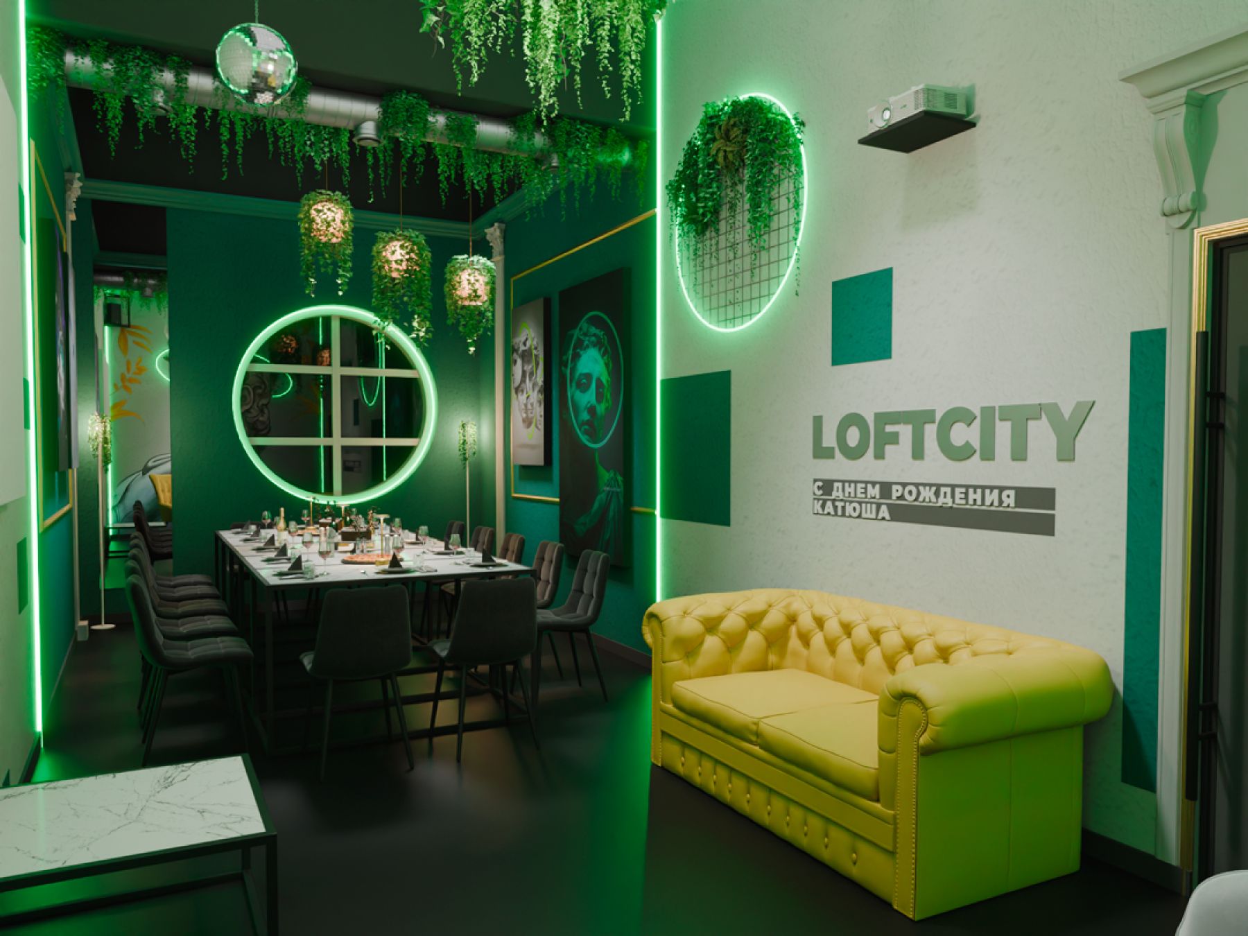 Лаундж-зона в античном лофте