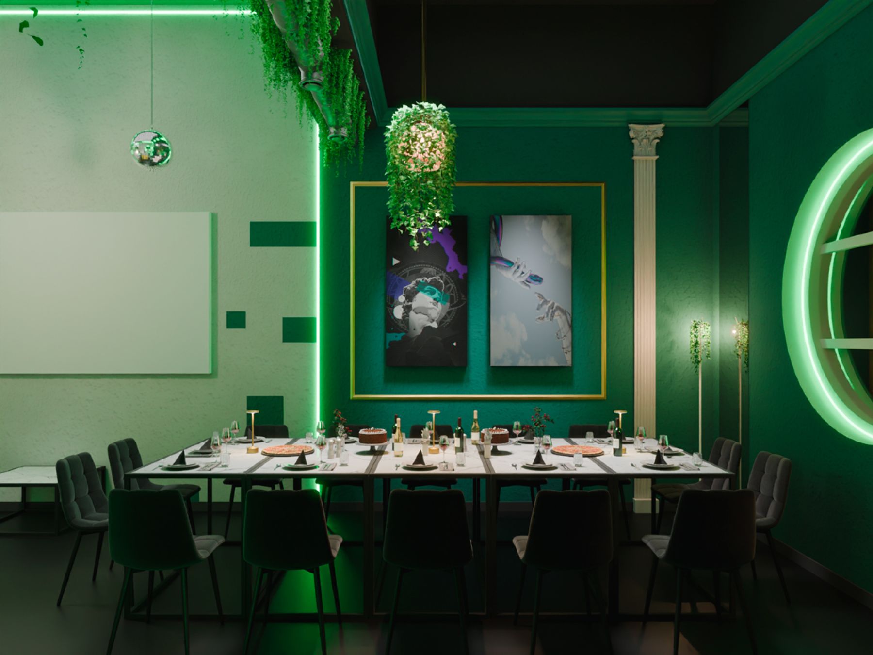 Зона для танцев с неоновой подсветкой