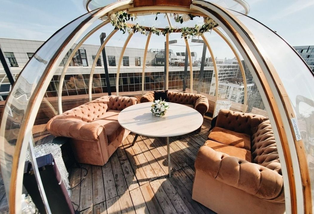 Купольный шатер на крыше с панорамным видом на Москву