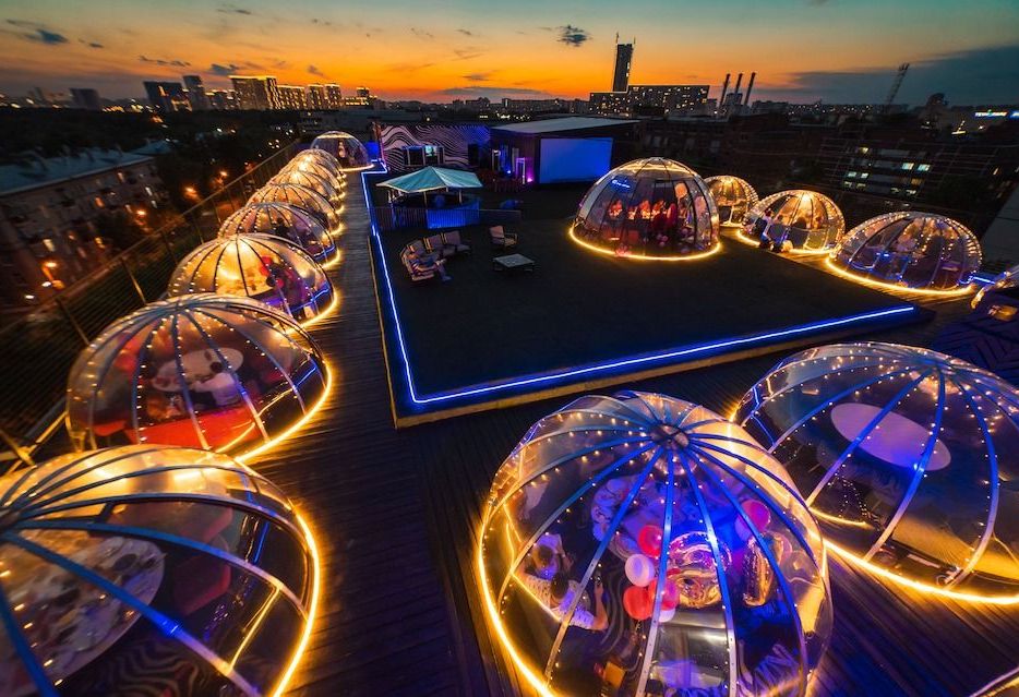 Интерьер купольного шатра на крыше