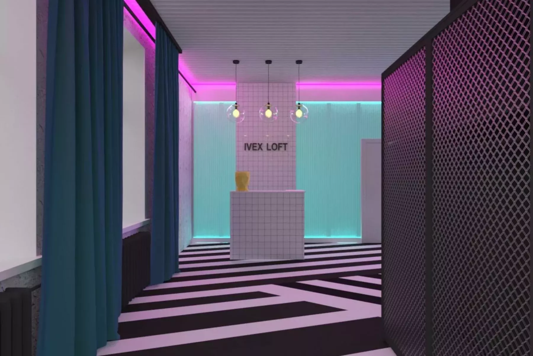 Сцена и танцпол в лофте Flower