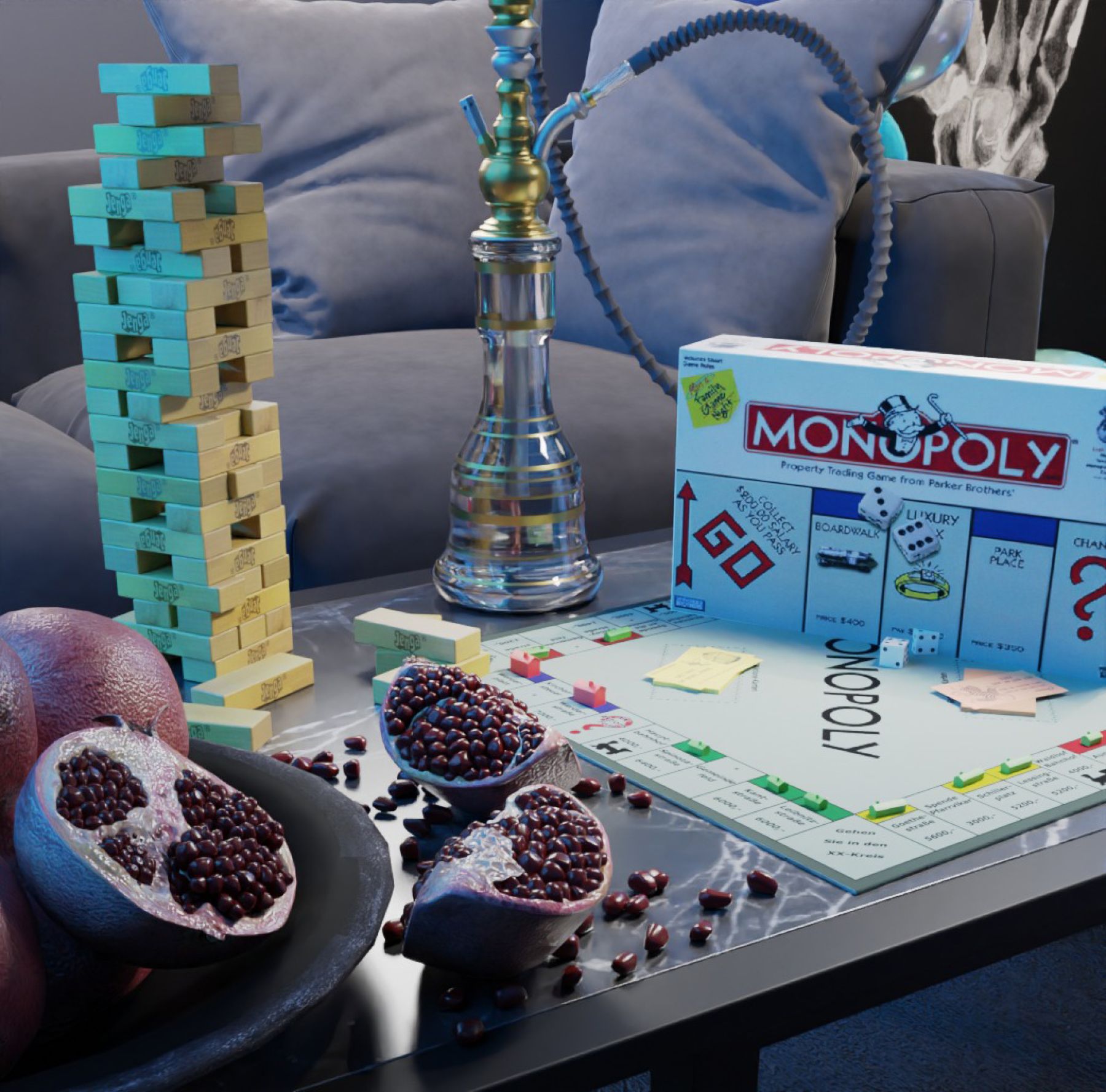 Лофт для вечеринок с мягкой мебелью